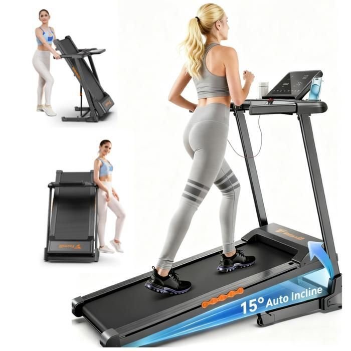 Tapis de Course Pliable FT61-Tapis Roulant Fitness-Tapis Marche APP-Inclinaison Auto