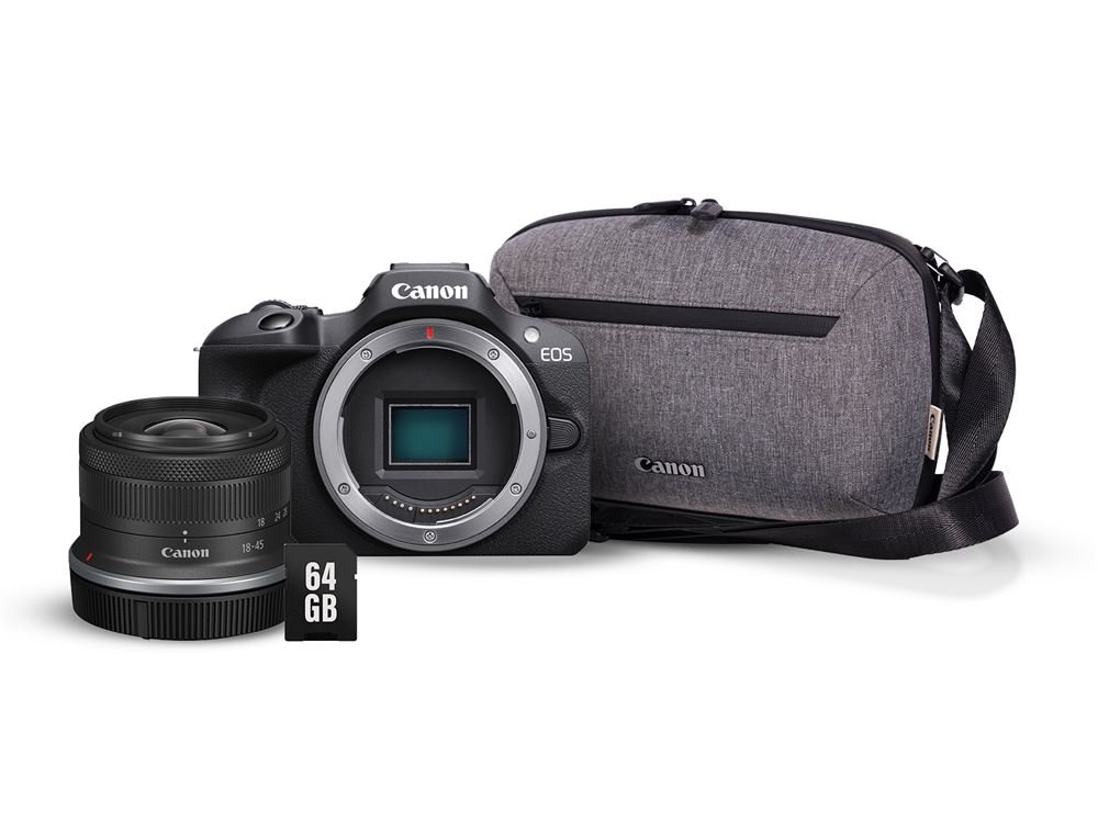 Pack Appareil photo hybride Canon EOS R100 Noir + RF-S 18-45mm f/4.5-6.3 IS STM + Sac