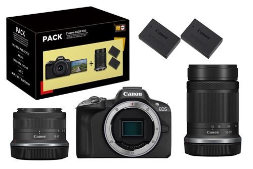Pack Fnac Appareil photo hybride Canon EOS R50 Noir + RF-S 18-45mm f/4.5-6.3 IS STM +